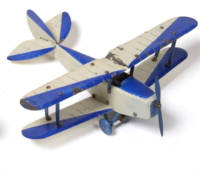 Lot 294 - French Meccano No.0 Constructor Aeroplane blue/white biplane  (G-F)