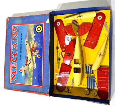 Lot 295 - French Meccano No.0 Constructor Aeroplane cream/red with French roundels on wings and body,...