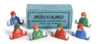 Lot 304 - Meccano Aeroplane Constructor Part No. P100 Six Aeroplane Pilots in three colours (all G-E box G)