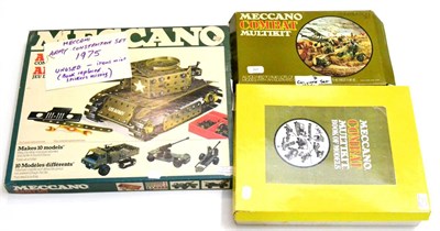 Lot 307 - Meccano Army Construction Set Makes 10 Models (E-G box G) Combat Multikit (G box G) and other...