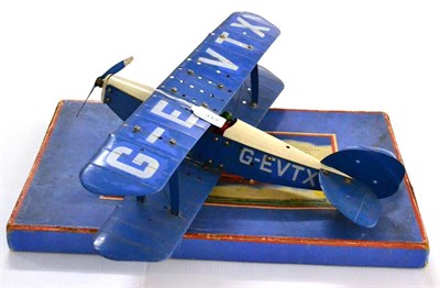 Lot 313 - Meccano No.1 Constructor Aeroplane blue/white, registration G-E VTX, with pilot and aero motor...