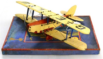 Lot 314 - Meccano No.1 Constructor Aeroplane cream/red, registration G-E LYU, with pilot and instructions...