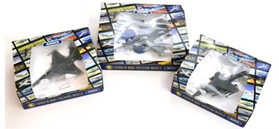 Lot 336 - Franklin Mint Aircraft F14 Tomcat, F/A-18 Hornet and HS Harrier in US Marine livery (all E...