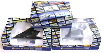 Lot 337 - Franklin Mint Aircraft F14 Tomcat, F117 Stealth Fighter (tailplanes detached) and F16C Fighting...