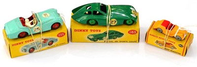 Lot 361 - Dinky 111 Triumph TR2 turquoise (G-E, some wear to decals,  box E) 163 Bristol 450 (E box E-G)...