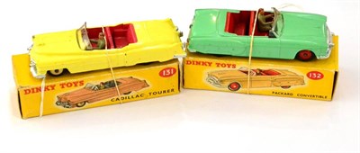 Lot 362 - Dinky 131 Cadillac Tourer yellow (G box G) 132 Packhard convertible, green (E-G box G-E) (2)