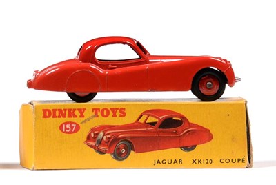 Lot 365 - Dinky 157 Jaguar XK120 red (E box G-F, lacks one outer end flap) 162 Ford Zephyr blue/blue two tone