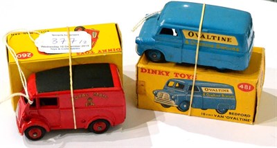 Lot 377 - Dinky 260 Morris Royal Mail Van (E-G box E-G) 481 Bedford Ovaltine can (E-G box F-G, some...