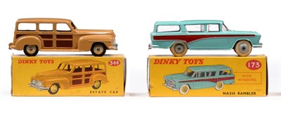 Lot 378 - Dinky 344 Plymouth Estate Car (E box G-E) 173 Nash Rambler turquoise/red with grey hubs (E box G-E)