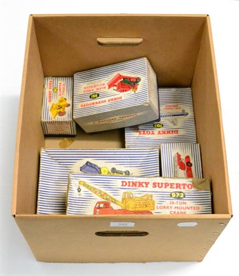 Lot 385 - Dinky 956 Turntable Fire Escape (E-G box G) 702 DH Comet (G box G-F) 964 Elevator loader (G box...