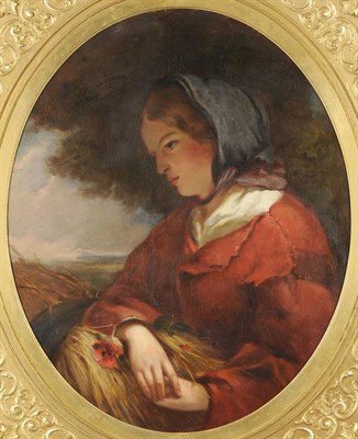 Lot 1019 - Circle of Charles Baxter R.B.A. (19th century) Portrait of a Girl holding a Sheath of Corn and...