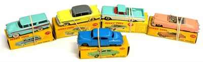 Lot 395 - Dinky Five US Cars 131 Cadillac tourer, 172 Studebaker Land Cruiser, 174 Hudson Hornet, 173...