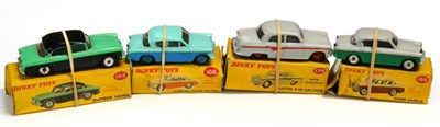 Lot 397 - Dinky Four British Cars 165 Humber Hawk, 166 Sunbeam Rapier, 176 Austin A105 and 168 Singer Gazelle