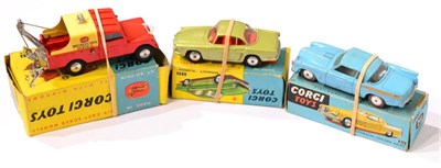 Lot 431 - Corgi 417 Land Rover Breakdown 222 Renault Floride and 211 Studebaker Golden Hawk, blue (all...