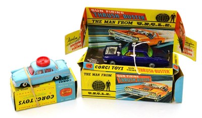 Lot 434 - Corgi 497 The Man From UNCLE Car (E-G, lacks Waverley Ring, box G) 236 Austin A60 Motor School...