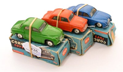 Lot 435 - Corgi Cars With Motors 204M Rover, green (G box F-P) 208M Jaguar 2.4, metallic blue (G box F)...