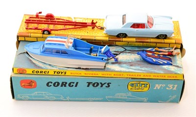 Lot 438 - Corgi Gift Set 31 The Riviera Gift Set consisting of Buick Riviera, Dolphin 20 cabin cruiser on...