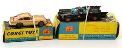 Lot 451 - Corgi Two TV Related Models 261 James Bond Aston Martin DB5 (G, with leaflet, two men and lapel...