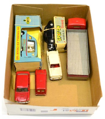 Lot 469 - Spot On 265 Tonibell Ice Cream Van (G-E box F-G) Jaguar Police car (E-G, but lacks roof sign)...