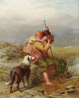 Lot 1027 - James John Hill R.B.A. (1811-1882) "The Shepherdess" Signed, inscribed on the frame, with...