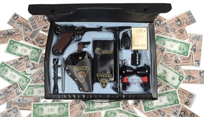 Lot 477 - Lone Star Man From UNCLE Attache Case Set consisting of Luger pistol and Stock, telescopic...