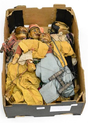 Lot 478 - Marionettes A Collection Of Four Large Wooden Indian Figures with working mouths approx 20";,...