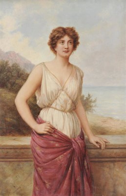 Lot 1028 - William Oliver R.I. (1804-1853) Portrait of a Grecian or Roman Beauty Signed, oil on canvas, 91.5cm