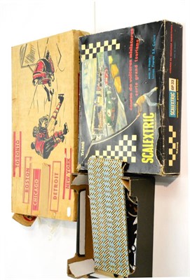 Lot 484 - Scalextric (France) Set GP33 with two open wheel racers (boxed) and a few loose items; together...