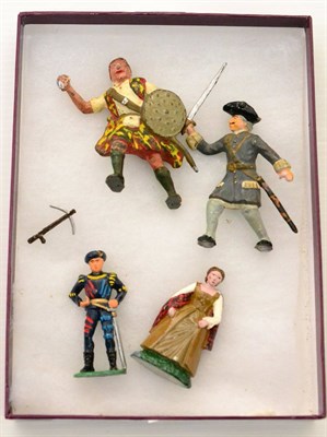 Lot 504 - Sacul Rob Roy Figure (G-F) a trooper (repainted) together with two white metal figures of Flora...