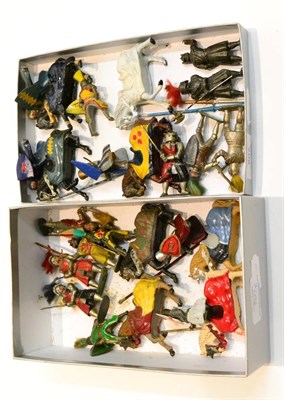 Lot 507 - Timpo Mounted Knights a collection of 8 figures with shields and lances (generally F or...