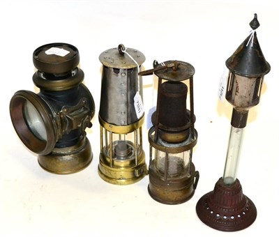 Lot 33 - Various Lamps including Richard Johnson Miner's 'Lamp brass body with ";13"; stamped onto base...