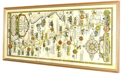 Lot 47 - Pratts Oil Pratts High Test Map of the Great North Road, colour map of the road between...