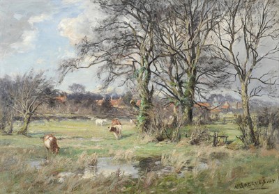 Lot 1041 - William Greaves (1852-1938) "A Fine Day in March, Scriven, Knaresboro" Signed and dated (19)08,...