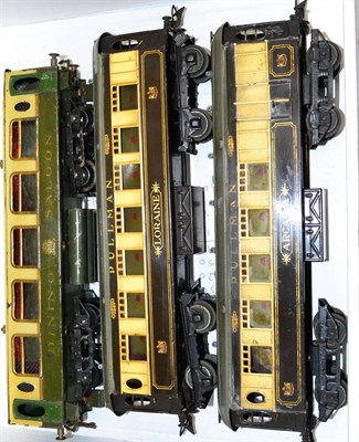 Lot 143 - Hornby O-Gauge Three Bogie Pullman Coaches Loraine and Arcadia (both G-F) and a No.2 Dining...