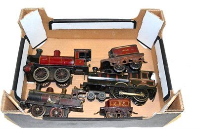 Lot 161 - Bing O-Gauge Clockwork 0-4-0 MR Locomotive And 4-Wheel Tender 1000 maroon (G-F) c/w 4-4-0...