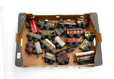 Lot 162 - Bing O-Gauge Rolling Stock including Motor Car traffic wagon, various 4-wheel passenger...