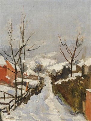 Lot 1048 - Philip Naviasky (1894-1983) "Snow Scene" Signed, inscribed verso by a later hand, oil on canvas...