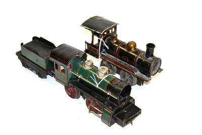 Lot 174 - Bing Gauge I Clockwork 0-4-0 Locomotive And 4-Wheel Tender green with silver steam dome, (G-F,...