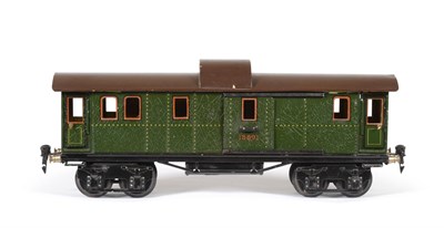 Lot 183 - Marklin Gauge I 18891 Baggage Car in olive green with lifting observation roof and fitted with...