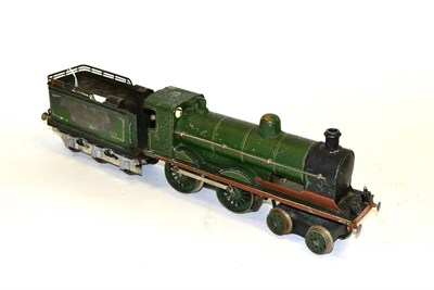 Lot 185 - Marklin Gauge I Clockwork GNR 4-4-0 Locomotive And 6-Wheel Tender green (overall F, varnish...