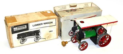 Lot 195 - Mamod TE1 Traction Engine (G box F-G) and LW1 Lumber Wagon (G-E box G) (2)