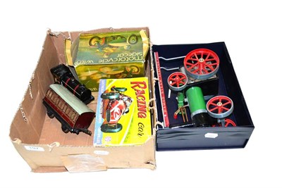 Lot 197 - Mamod Traction Engine (G) Louis Marx battery operated remote control Racing Car (boxed) a...