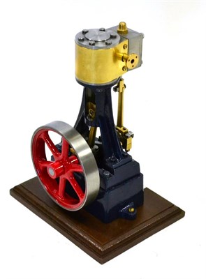 Lot 201 - Stuart No.10 Vertical Engine in blue on wooden base 7";, 18cm high (E)