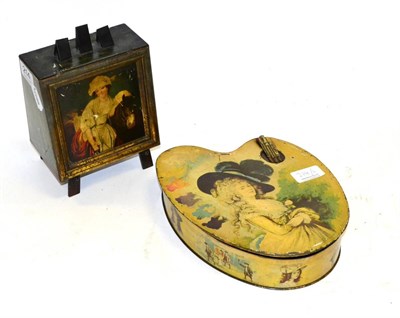 Lot 214 - Huntley & Palmer Biscuit Tins (i) Easel with pictures front and back (ii) Pallet (both G-F) (2)