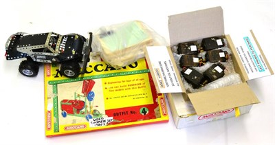 Lot 235 - Meccano Outfit No.4 (1960's) red/green (G box F, restored) together with a constructed remote...