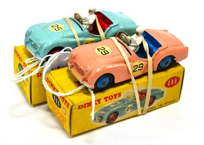 Lot 280 - Dinky Two 111 Triumph TR2 one pink, one turquoise (both E-G boxes G) (2)