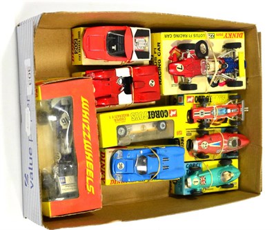 Lot 303 - Dinky And Corgi Various Racing Cars Dinky 202 Fiat Abarth 2000, 204 Ferrari 312P, 225 Lotus F1...