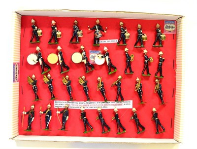 Lot 332 - Britains Band Of The Royal Marines including three Drum Majors, Tenor drummer with plastic...