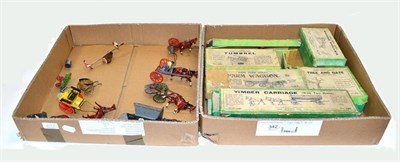 Lot 342 - Britains Horse Drawn Vehicles including General Purpose Plough, Tumbrel, Farm Waggon, Timber...