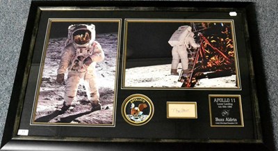 Lot 11 - A Framed Apollo II Lunar Landing 1969 Buzz Aldrin Montage, comprising two large colour photographs